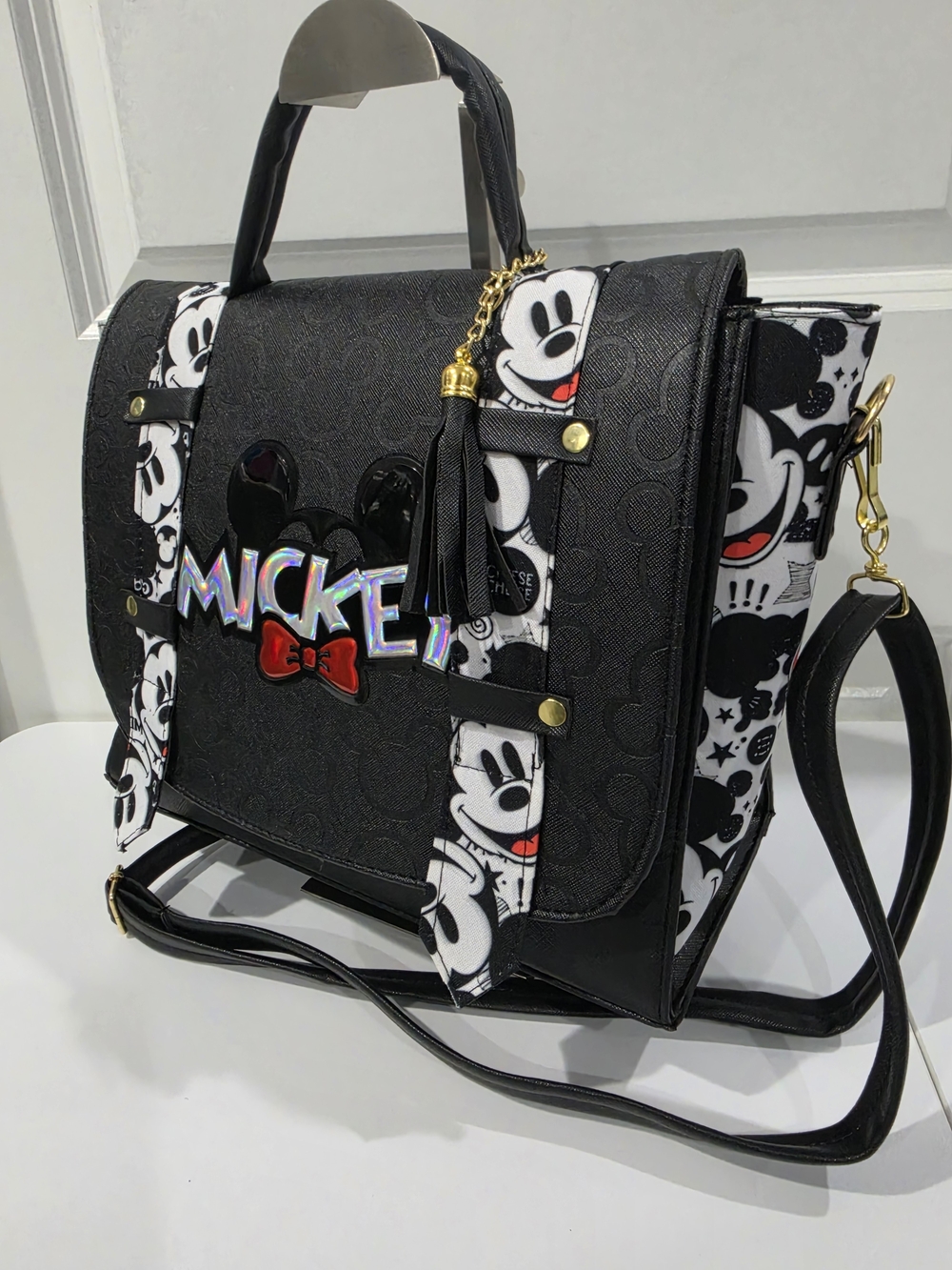 Mickey Mouse Black Satchel Bag with Graphic Straps - Picture 2 of 6
